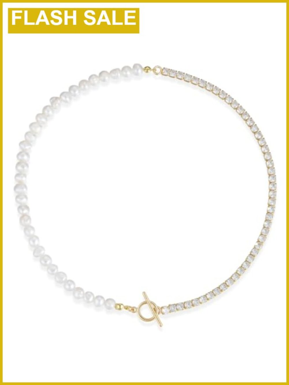 14K Gold Plated Copper Freshwater Baroque Pearl Choker Necklace 17''
